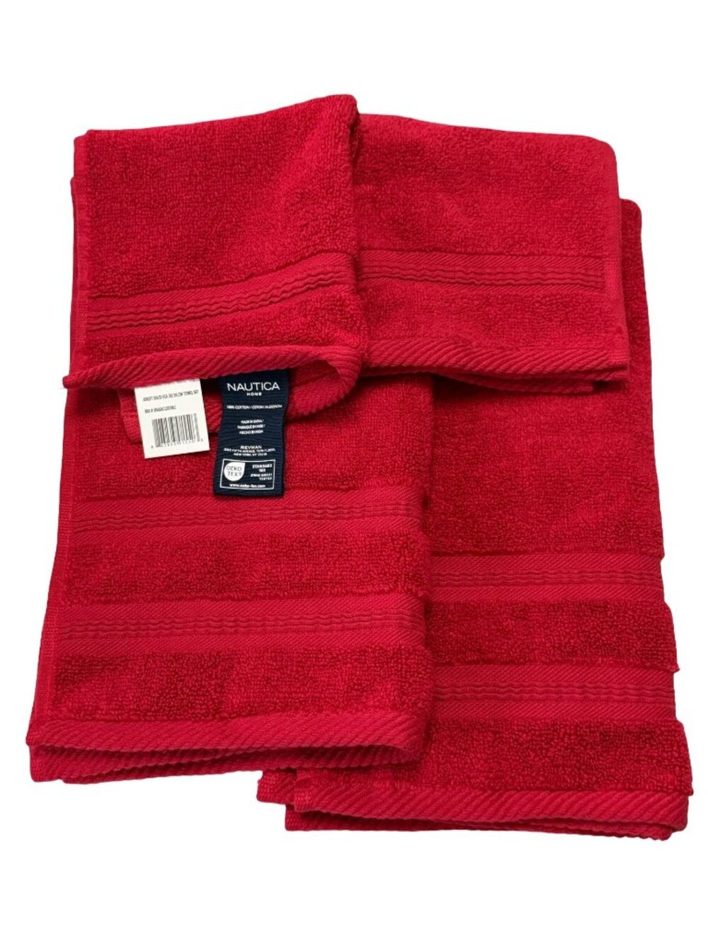 Nautica Home Red Cotton Towel Set NWT 2 Hand Towels 2 Washcloths OEKO-TEX